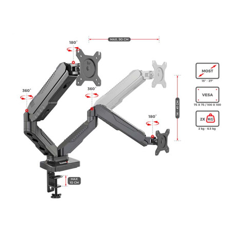Soporte para Monitor Huzaro Hz-motion Diseño 2.3 Black