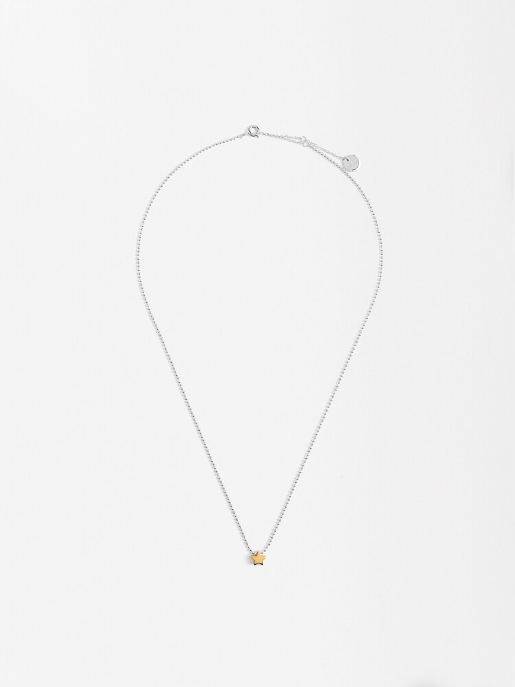 Collar Bicolor Con Estrella - Plata De Ley 925 bicolor