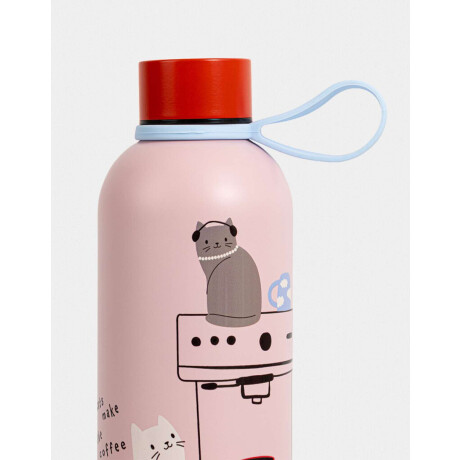 Botella De Acero De 500ml Con Strap De Silicona Rosa Claro