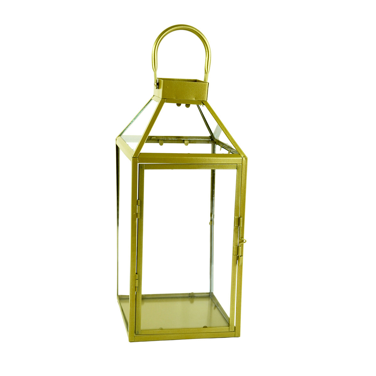 FAROL METAL DORADO Y VIDRIO 16X16X38CM C/ASA 