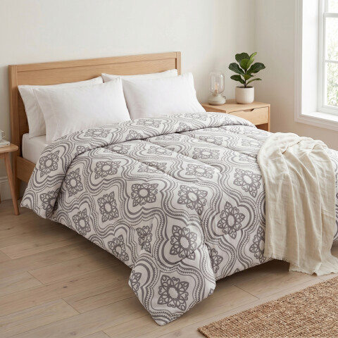 Acolchado 2 Plazas Doble Faz Microfibra Térmico 195 x 230cm - Mandala Gris Acolchado 2 Plazas Doble Faz Microfibra Térmico 195 x 230cm - Mandala Gris
