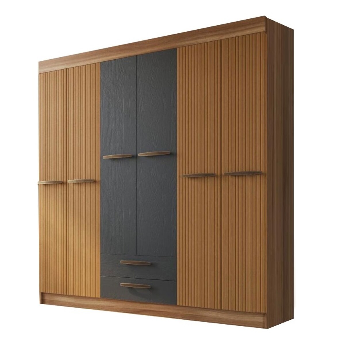 Ropero Artecas Mdp 6 Puertas 2 Cajones Y 12 Estantes Nogal/grafito 