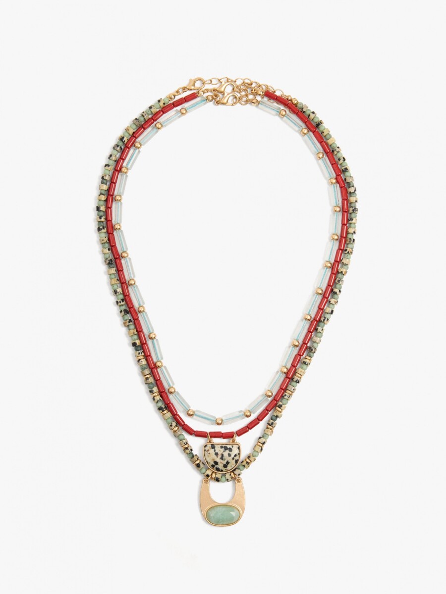 Set De Collares Con Cuentas De Piedras multicolor