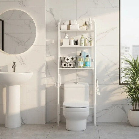 Estante Baño Sobre Inodoro 3 Niveles 47x152cm Ahorra Espacio Blanco