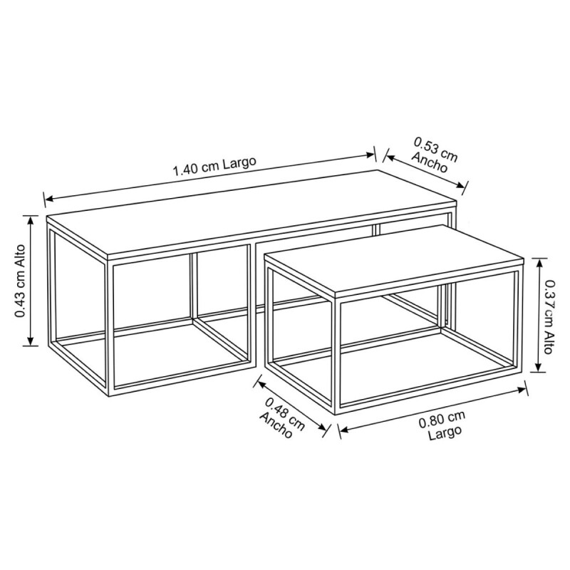 SET MESA CENTRO 140X53X42 - 80X48X35 (CD) Unica