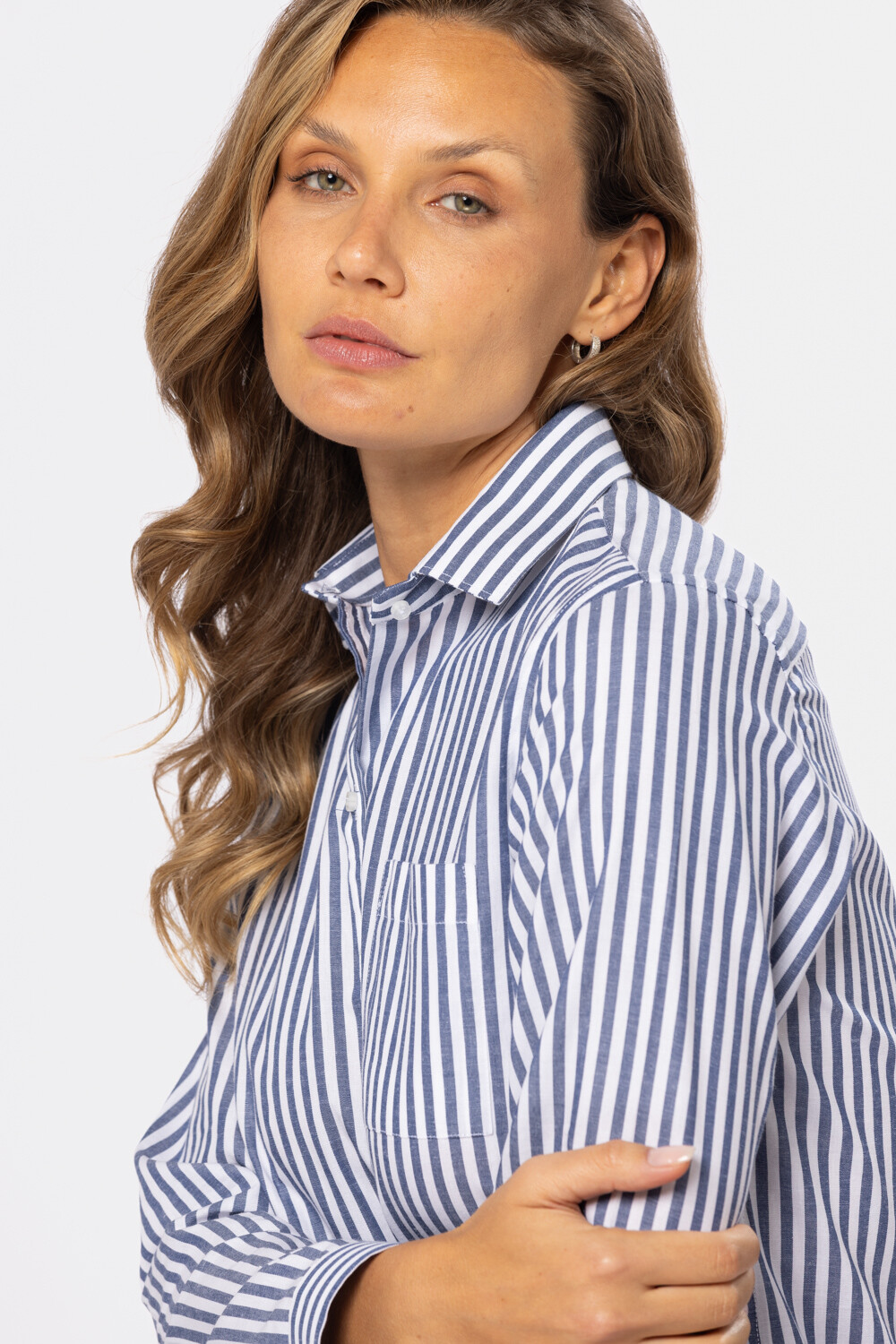 CAMISA HOLGADA RAYADA Azul