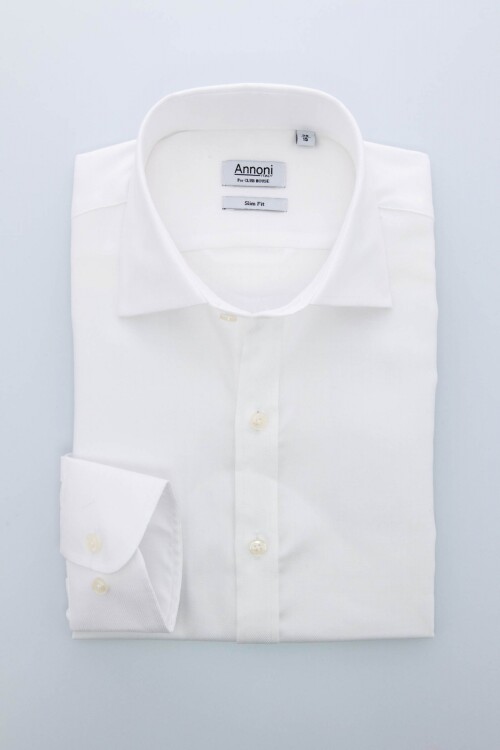 Camisa Annoni Short Collar Espigada Blanco