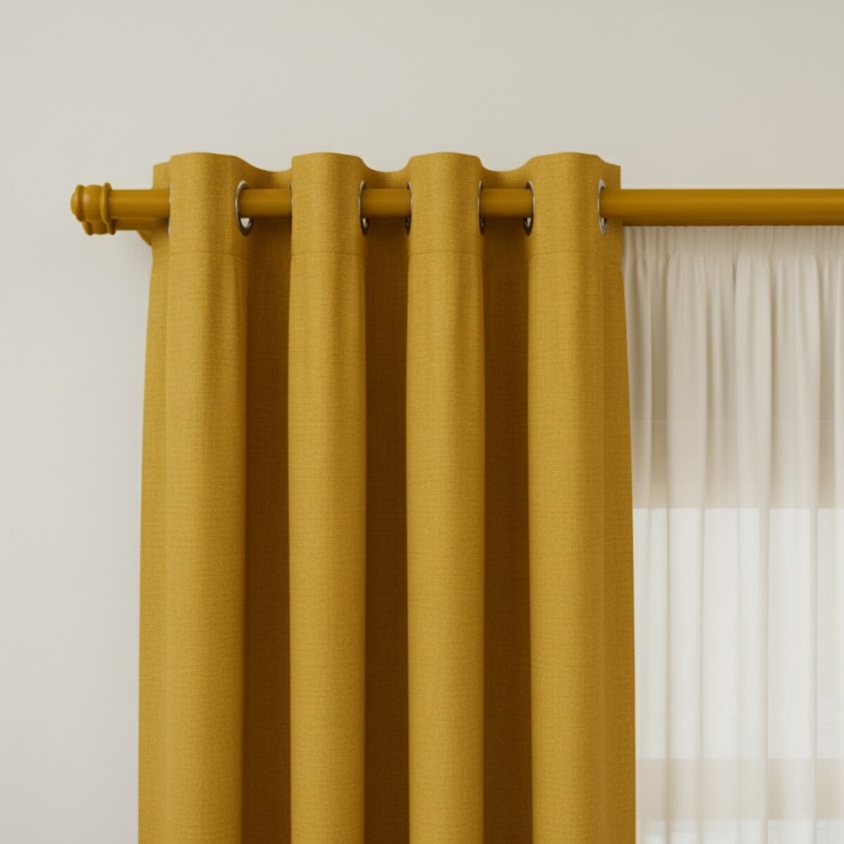 Barrote cortina doble de metal 1,5 m + 2 Soportes - MARRON CLARO 
