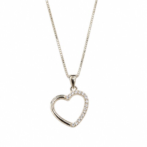 Cadena con colgante corazón zirconias de un lado Cadena con colgante corazón zirconias de un lado