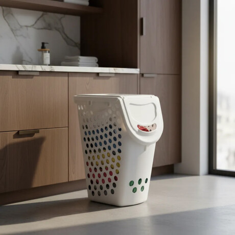 Cesto Canasto Ropa Anatomico Apilable Plastico Rimax Blanco