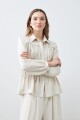 Camisa con frunces beige melange