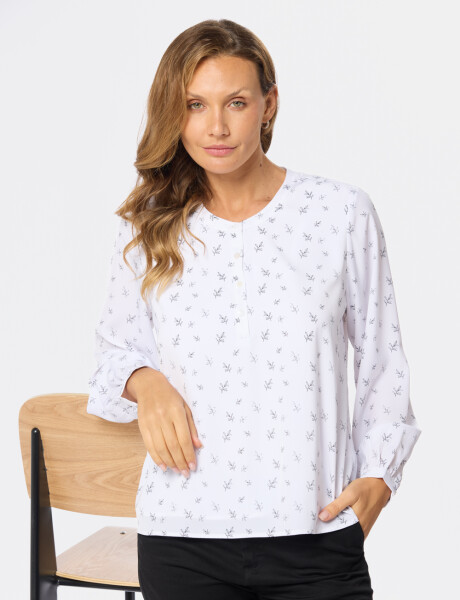 BLUSA CLASICA Hojas Azul