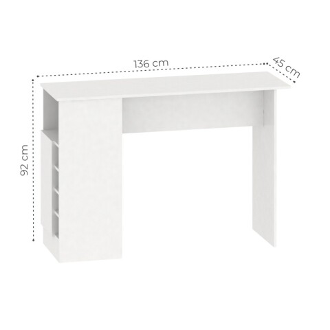 Mueble Barra Desayunador con Estantería y Vinera - MDP Blanco