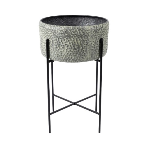 PORTA MACETERO METAL VERDE C/BASE MED Unica