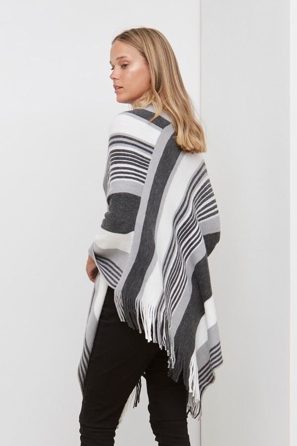 Poncho Lineas NEGRO/GRIS