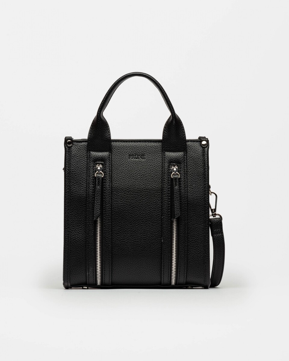 Cartera de Mano Oak en Efecto Cuero Liso - Negro 