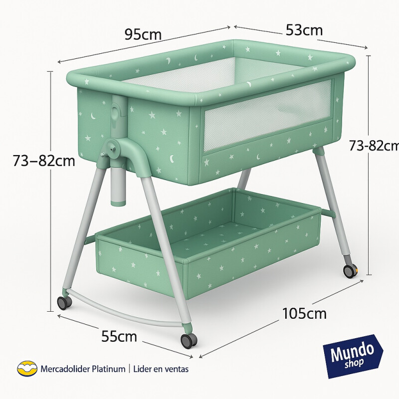 Cuna Colecho Moises Con Ruedas Y Mosquitero Bebe Verde