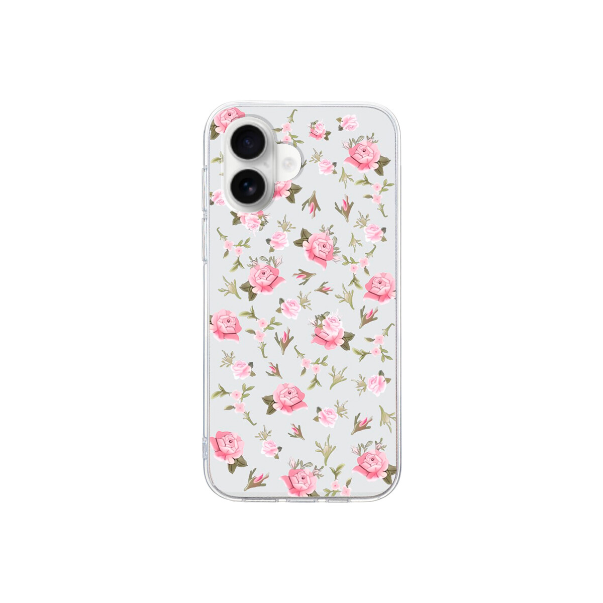 Protector para iPhone 17 transparente diseño flores rosa 