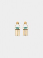 Pendientes Largos Con Barras verde