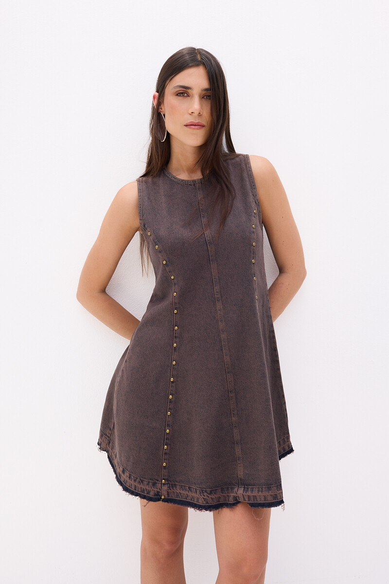 Vestido Two Moka con tachas