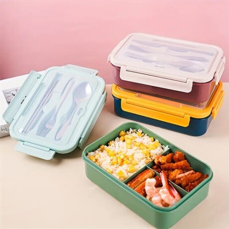 Vianda lunchera con cubiertos Amarillo