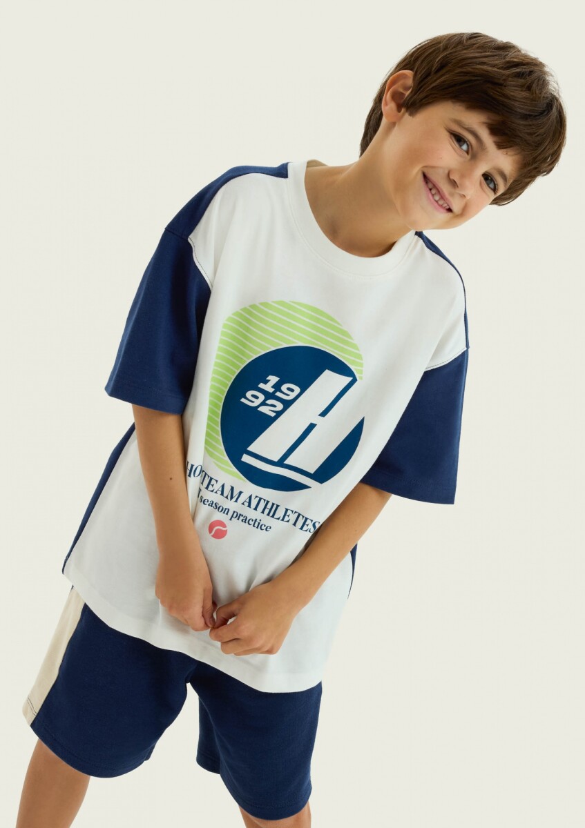 CAMISETA OVERSIZE ESTAMPADA - AZUL 