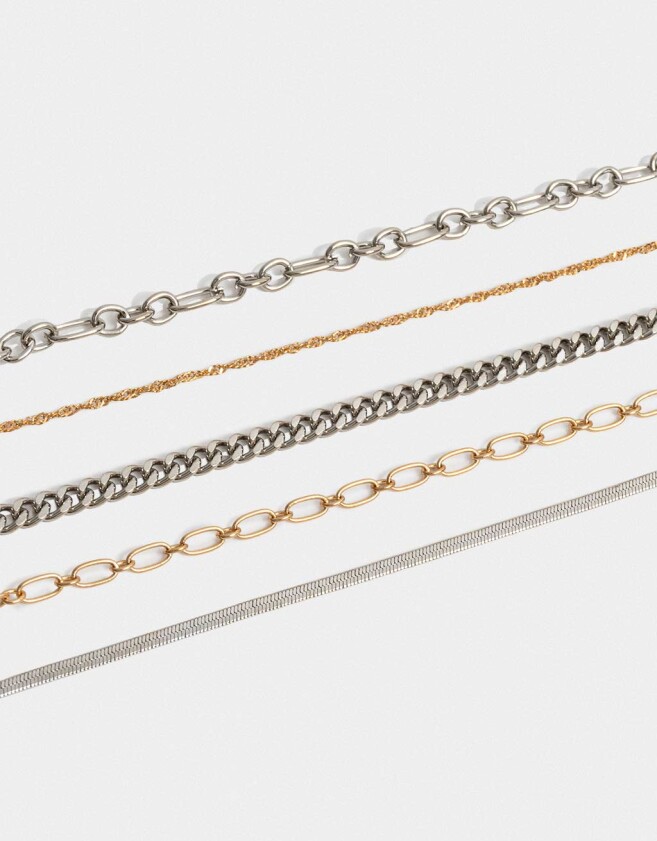 Pulseras Flexibles Sets Multi Cadenas Pulseras Flexibles Sets De Metal - Combinacion Bicolor