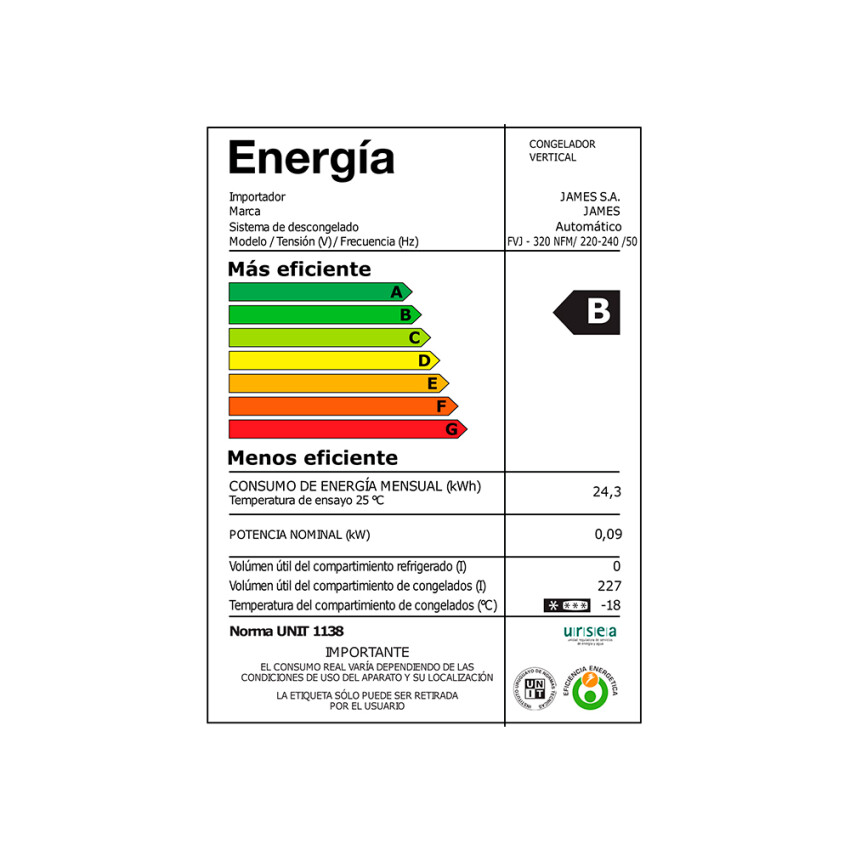 Freezer James FVJ-320 NFM blanco Freezer James FVJ-320 NFM blanco