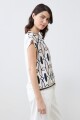 Blusa frente estampada beige