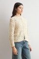Cardigan cinta calado beige
