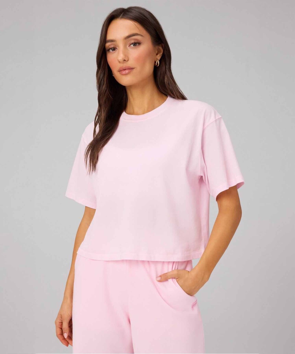 Polo Manga Corta Boxy Mujer - Soft Pink 
