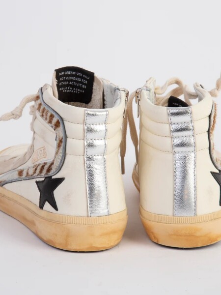 Golden Goose-Botines de cuero, Slide Blanco