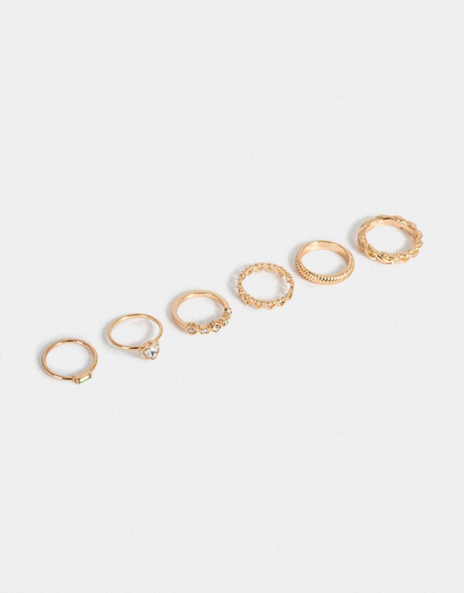 Set De Anillos De Metal - Dorado 