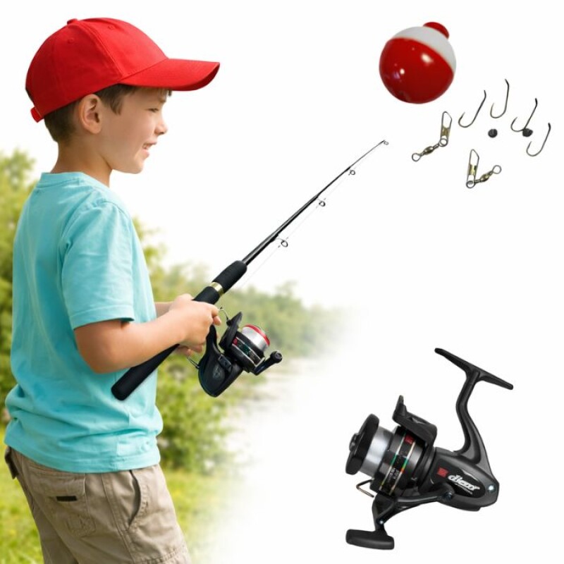Combo Pesca Niños Caña + Reel + Boya + Tanza + Anzuelos Combo Pesca Niños Caña + Reel + Boya + Tanza + Anzuelos
