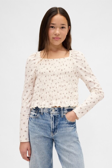 Top Smocked Niña Ivory Frost Floral