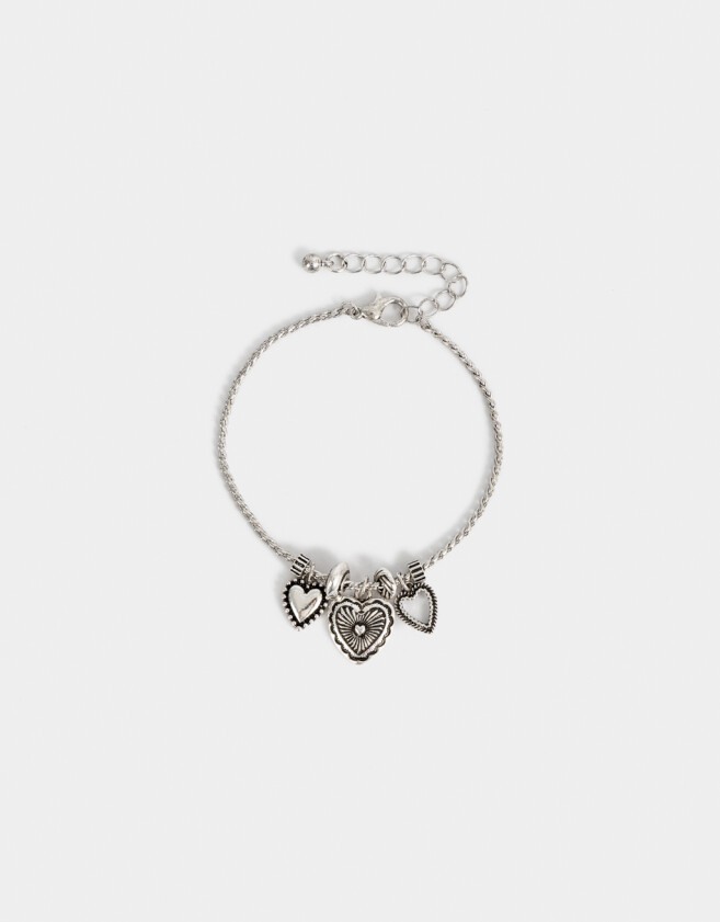 Pulseras Flexibles Bañada en Plata Pulsera Flexible Con Dijes Bañada En Plata - Plateado