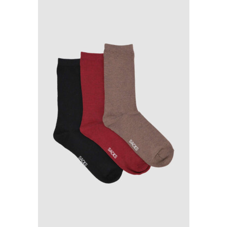 Pack de tres medias lisas. de algodón. en varios colores sur Variante 45