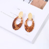 Pendientes Ovalados Con Estampado De Leopardo Pendientes Ovalados Con Estampado De Leopardo