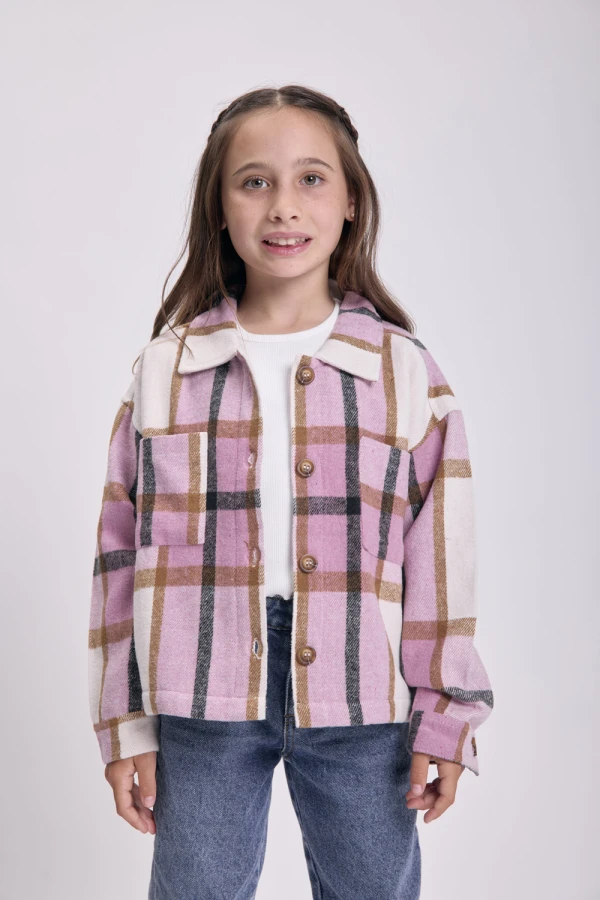 Sobrecamisa estampa cuadros Rosa