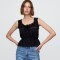 SL LACE TIE FEMME TOP TRUE BLACK