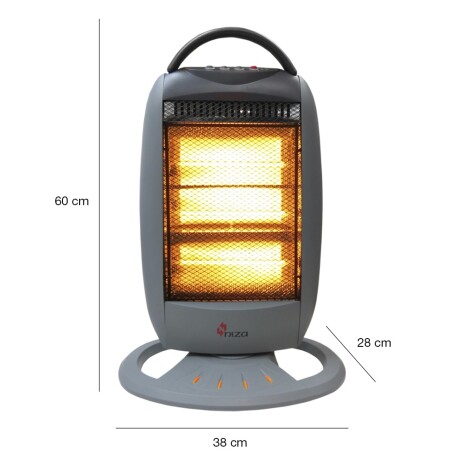 Estufa Halógena 3 Niveles y 1200w Oscilante con Manija Niza Gris