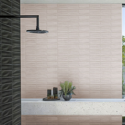 Cerámica Beige Brick Con Relieve 7.5X26Cm Pared GAMAS DE BEIGE