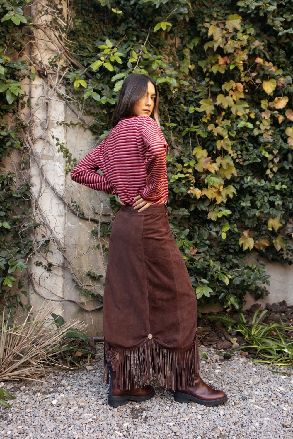 Theater Leather Skirt Chocolate