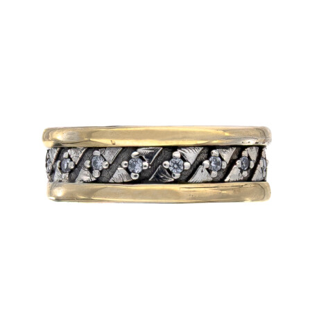 Anillo de plata 925, double en oro 18 ktes y circonias. Anillo de plata 925, double en oro 18 ktes y circonias.
