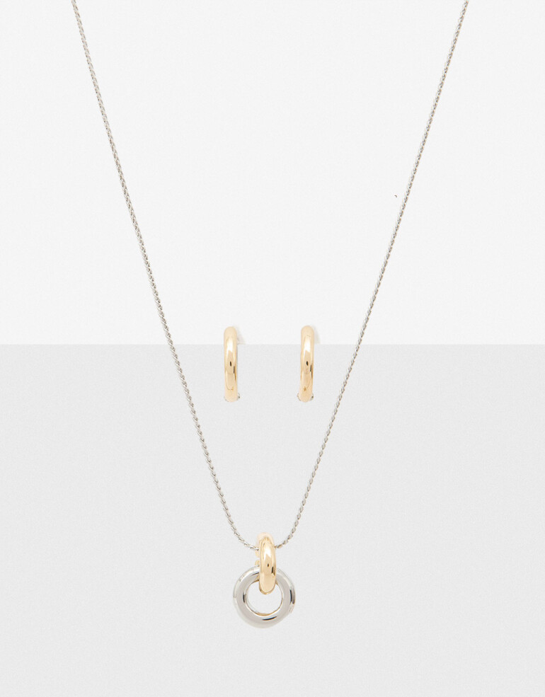 Bijouterie Set Sets temáticos Set De Collar Y Aros Metal Biplating - Dorado