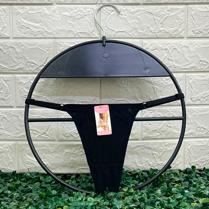 Tanga Colaless Ajustable De Algodón Negro