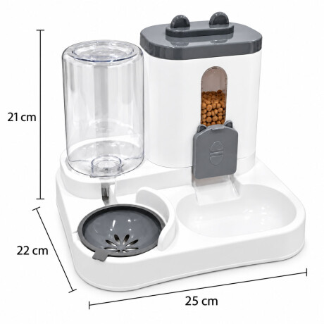 Plato Bebedero Dispensador 2En1 Alimento Agua 0,8L Mascotas Gris
