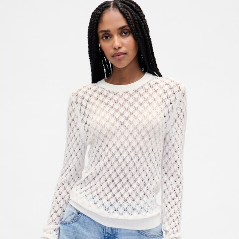 LS BROOKLYN POINTELLE TOP NEW OFF WHITE