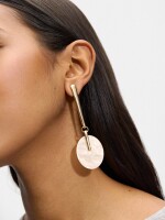 Pendientes Largos Con Círculo Perlado beige