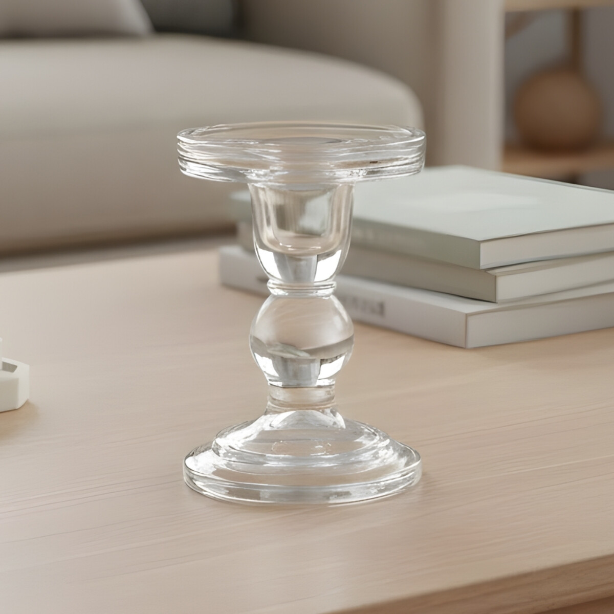 Candelabro vidrio D8.5/H8.6CM - TRANSPARENTE 